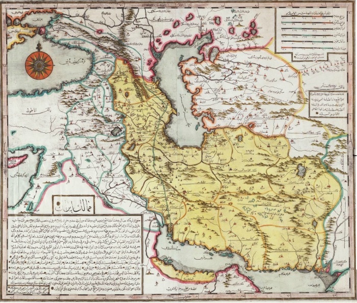 نقشه ابراهیم متفرقه افندی از «ممالک ایران»، حدودا سال 1729 میلادی، استانبول